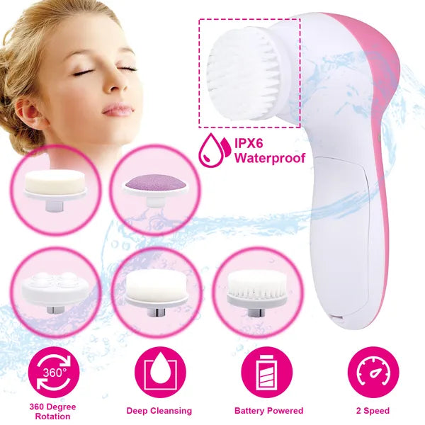 6-in-1 Deep Pore Facial Cleansing Brush for Clear & Glowing Skin