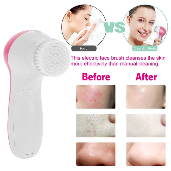 6-in-1 Deep Pore Facial Cleansing Brush for Clear & Glowing Skin