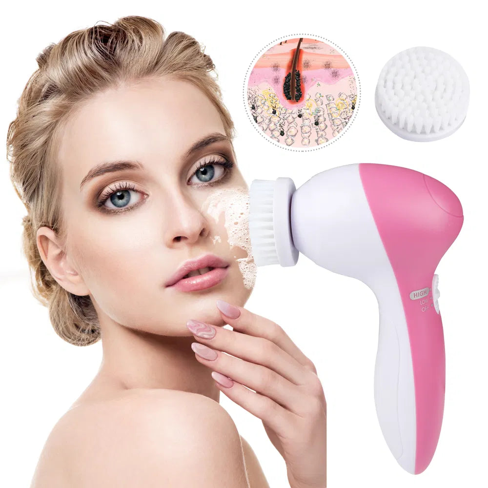 6-in-1 Deep Pore Facial Cleansing Brush for Clear & Glowing Skin
